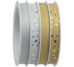 Bolduc sur bobine multiple, 4 rubans, rouge/vert