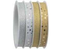 Bolduc sur bobine multiple, pailleté, or/argent