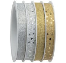 Bolduc sur bobine multiple, pailleté, or/argent