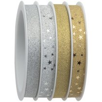 Bolduc sur bobine multiple, pailleté, or/argent