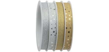 Bolduc sur bobine multiple, pailleté, or/argent