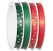 Bolduc sur bobine multiple, 4 rubans, rouge/vert