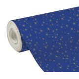 Geschenkpapier 80g, tiny rolls, 50x0,35m, sterne, gold - blau