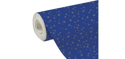 Papier 80g, Tiny 50x0,35m, Etoiles or - Bleu
