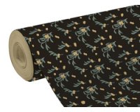 Geschenkpapier, tiny rolls kraft 70g, 50x0,35m, mistelzweig, schwarz - schwarz