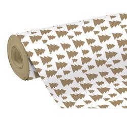 Geschenkpapier, tiny rolls kraft 70g, 50x0,35m, braune tannenbäume, weiß - weiß