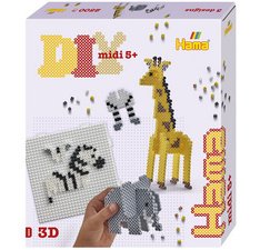 Hama Perles à repasser midi 'Safari', coffret cadeau, 3D