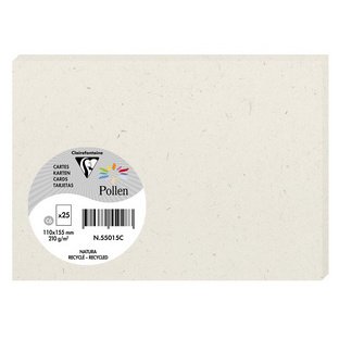Carte simple Pollen collection Natura 100% recyclé 160 x 160 mm 210 g/m2 Blanc Natura - Paquet de 25