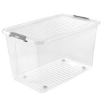 Boîte de rangement 'leo', 74 litres, transparent