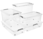 Boîte de rangement 'leo', 74 litres, transparent