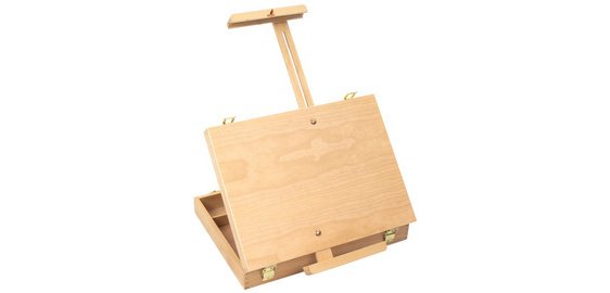 Boîte-chevalet, hêtre, mallette avec poignée