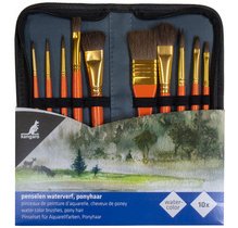 Set de pinceaux aquarelle, 10 pièces, dans un étui