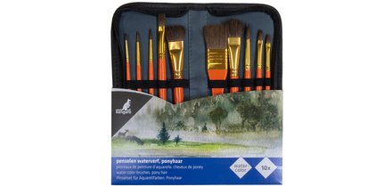 Set de pinceaux aquarelle, 10 pièces, dans un étui