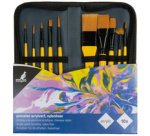 Set de pinceaux acrylique, 10 pièces, dans un étui