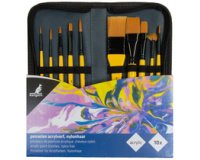 Set van 10 acrylpenselen, in een etui.