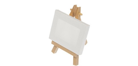 Mini-chevalet incl. châssis entoilé, en présentoir