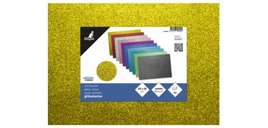 Glitter cardboard, 250 x 350 mm, assorted in 10 colors