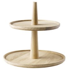 Étagère VALO, 2 étages, rond, hauteur: 280 mm, chêne