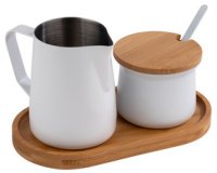 Kit lait/sucre MILURO, acier inoxydable blanc, 5 pièces