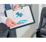 Porte-bloc, plastique PS avec pince, A4 paysage