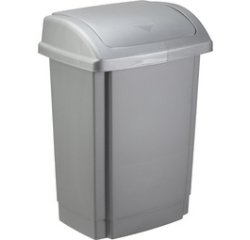 past team Poubelle à couvercle basculant, 25 litres, argent
