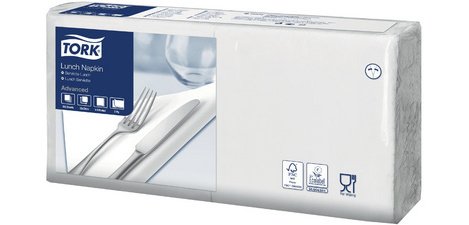 TORK Lunch Napkin, 328 x 325 mm, 3-ply, white