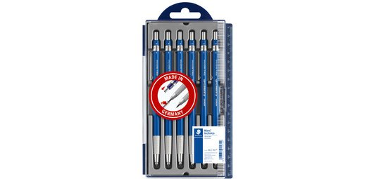 Mars technico Druckbleistift 780 C, blau, Etui mit 6