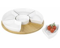 Set de service SUSAN, en bois/porcelaine, 7 pièces