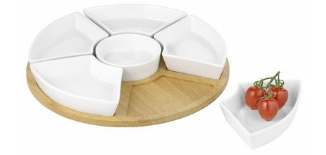 Set de service SUSAN, en bois/porcelaine, 7 pièces