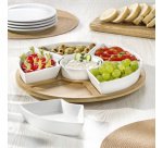 Set de service SUSAN, en bois/porcelaine, 7 pièces