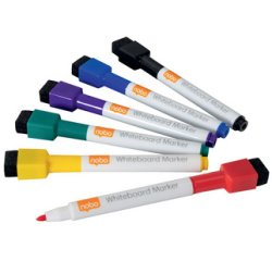 Marqueur pour tableau blanc, pointe ogive, étui de 6