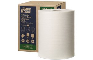 TORK Rouleau de papier nettoyant industriel, 60,8 m, blanc