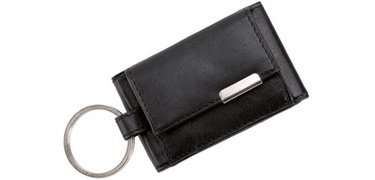 Mini wallet with metallic ornament, black