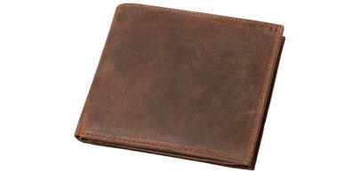 Landscape format wallet, in leather