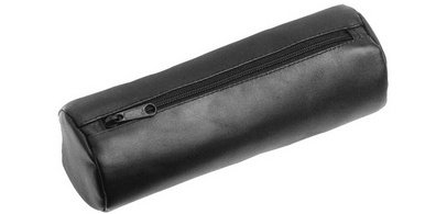 Runde XXL Federmappe, aus Leder, schwarz