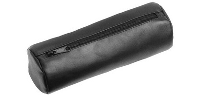 Trousse ronde XXL, en cuir, noir