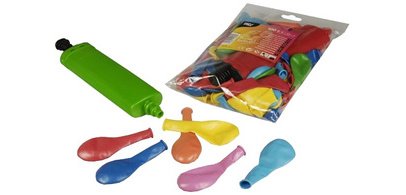 Ballon aus Gummi, inkl. Pumpe, sortiert