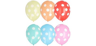 Ballon met stippen, assortiment van kleuren