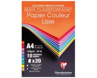 Clairefontaine assorted coloured paper a4 pad 120g 20 sheets 10 shades - bright assortment