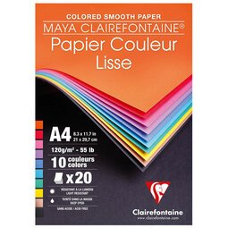 Clairefontaine assorted coloured paper a4 pad 120g 20 sheets 10 shades - bright assortment