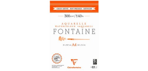 Fontaine bloc collé 2 côtés 12F A4 300g grain satiné