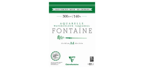 Fontaine bloc collé 2 côtés 12F A4 300g grain torchon