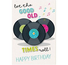 Carte d'anniversaire Round 'Disques vinyles'