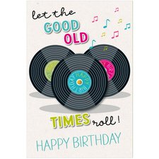 Carte d'anniversaire Round 'Disques vinyles'