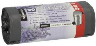 Sac poubelle parfumé, LDPE, 30 litres, gris
