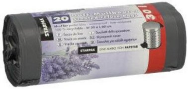 Sac poubelle parfumé, LDPE, 30 litres, gris