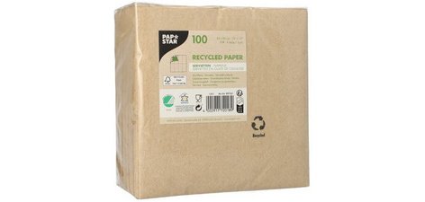 Serviette, 330 x 330 mm, 3 couches, naturel