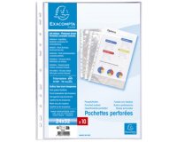 Sachet de 10 pochettes perforées polypropylène lisse haute qualité 9/100e - 24x32cm vertical - Cristal