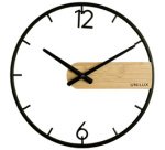 Horloge murale à quartz CIRCLE, noir/bambou