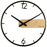 Horloge murale à quartz CIRCLE, noir/bambou